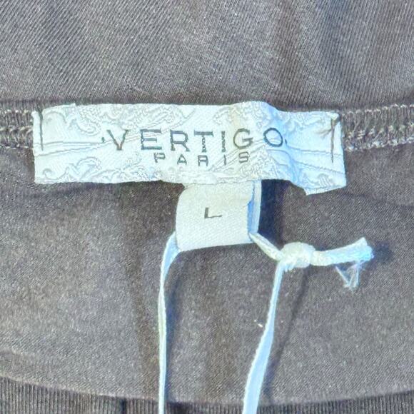 New VERTIGO PARIS Brown Sleeveless Dress Beaded Straps Knot Front Jersey Sz L - Picture 6 of 15